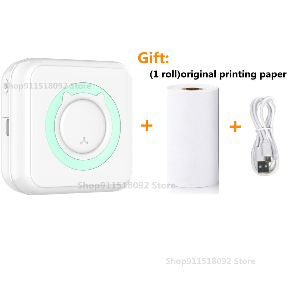 Meow Mini Label Printer Thermal Portable Printer with Inkless papers, works for ios and android